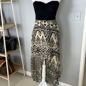 Womens Strapless High-low Dress, Large